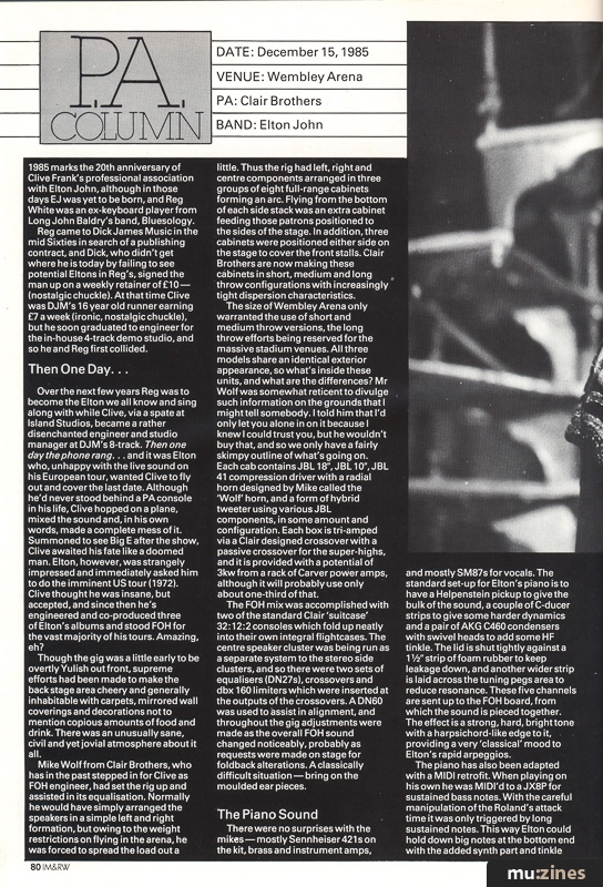 PA Column Elton John (IM Feb 86)
