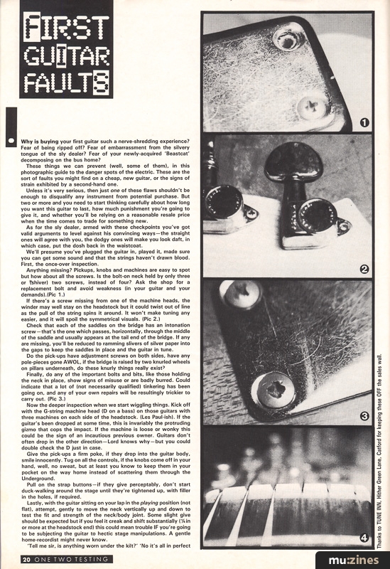 First Guitar Faults (12T Apr 85)